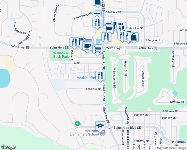map of restaurants, bars, coffee shops, grocery stores, and more near 6031 Chetshire Lane Southeast in Lacey