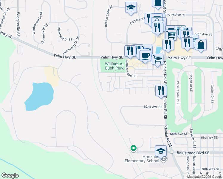 map of restaurants, bars, coffee shops, grocery stores, and more near 4410 Beckonridge Lane Southeast in Lacey