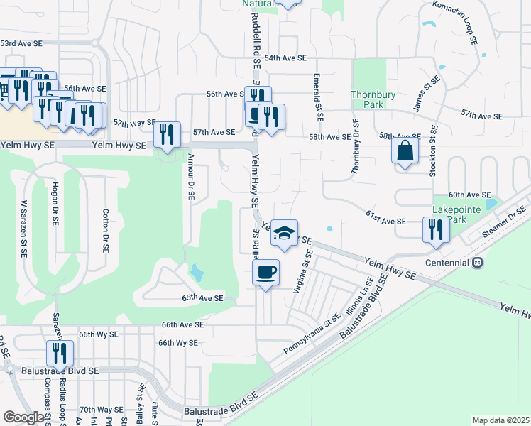 map of restaurants, bars, coffee shops, grocery stores, and more near 5650 Yelm Highway Southeast in Lacey