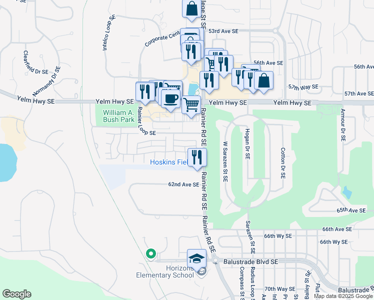 map of restaurants, bars, coffee shops, grocery stores, and more near 4680 Darlington Lane Southeast in Lacey