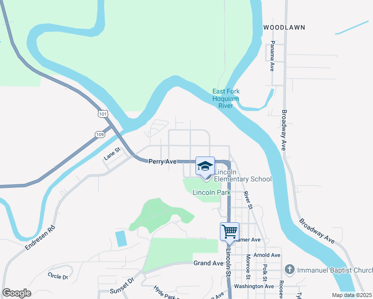 map of restaurants, bars, coffee shops, grocery stores, and more near 1423 Marion Street in Hoquiam