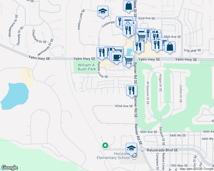 map of restaurants, bars, coffee shops, grocery stores, and more near 4536 Beckonridge Ln SE in Lacey