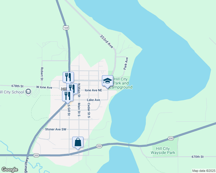 map of restaurants, bars, coffee shops, grocery stores, and more near 300 Park Avenue in Hill City