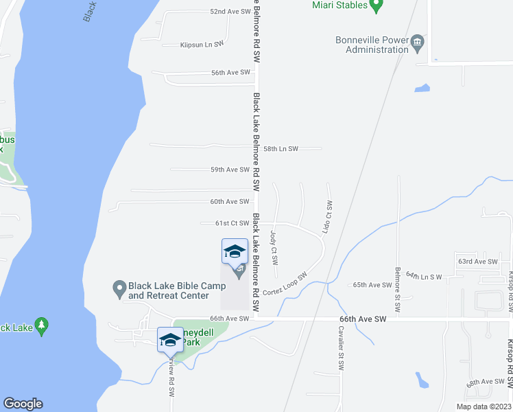 map of restaurants, bars, coffee shops, grocery stores, and more near 5927 Black Lake Belmore Road Southwest in Olympia
