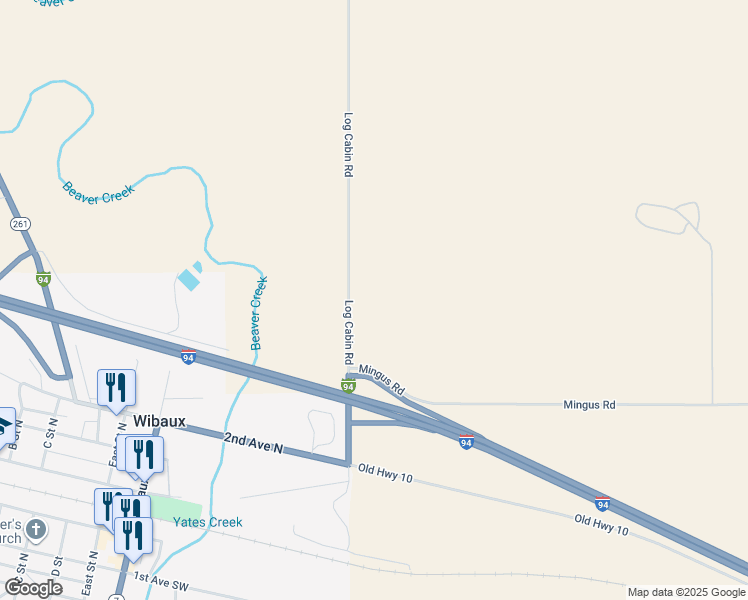 map of restaurants, bars, coffee shops, grocery stores, and more near 34 Log Cabin Road in Wibaux