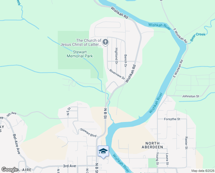 map of restaurants, bars, coffee shops, grocery stores, and more near 2307 Victory Avenue in Aberdeen