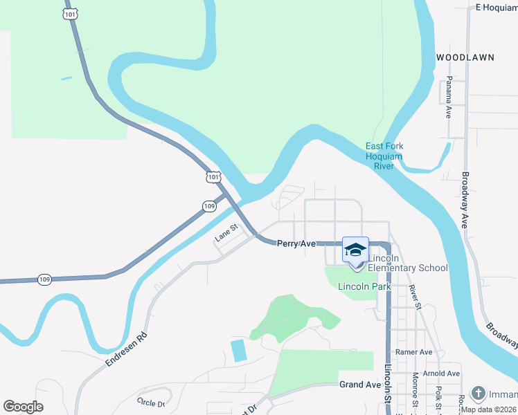 map of restaurants, bars, coffee shops, grocery stores, and more near 419 Queen Avenue in Hoquiam