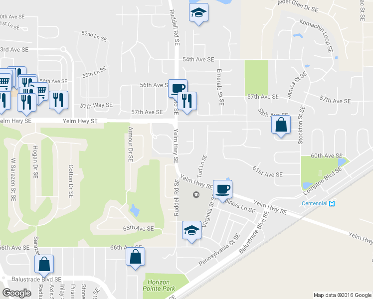 map of restaurants, bars, coffee shops, grocery stores, and more near 5961 Crimson Court Southeast in Lacey