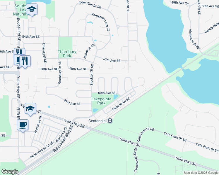 map of restaurants, bars, coffee shops, grocery stores, and more near 5935 Beltway Loop Southeast in Lacey
