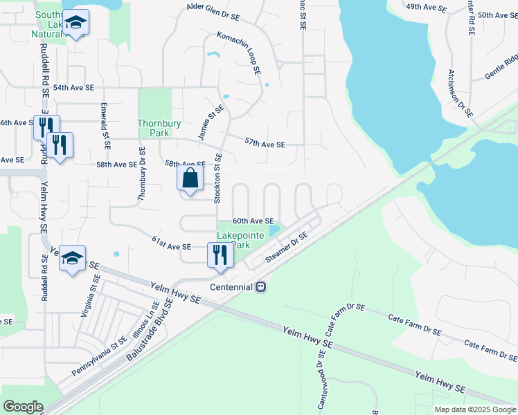 map of restaurants, bars, coffee shops, grocery stores, and more near 5935 Beltway Loop Southeast in Lacey