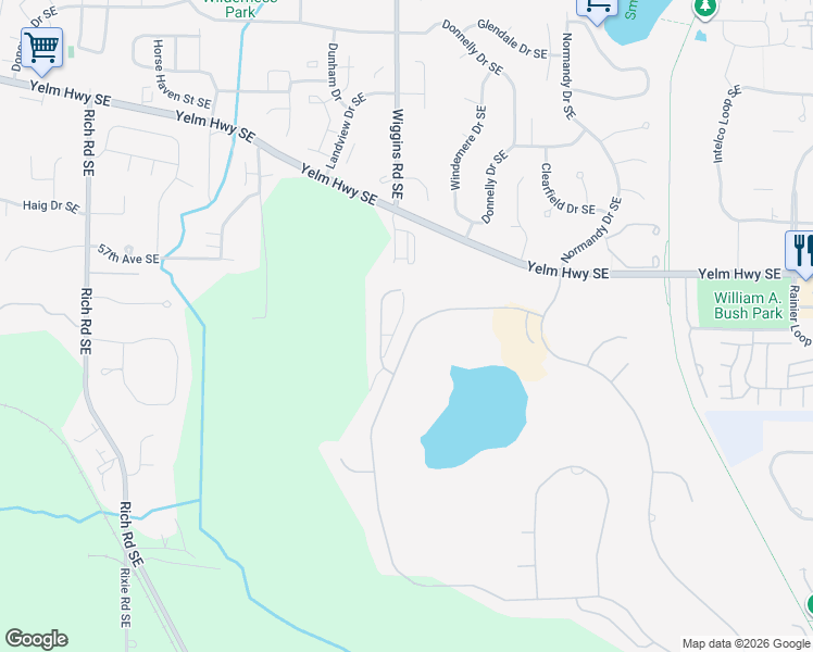map of restaurants, bars, coffee shops, grocery stores, and more near 3637 Kinsale Lane Southeast in Olympia
