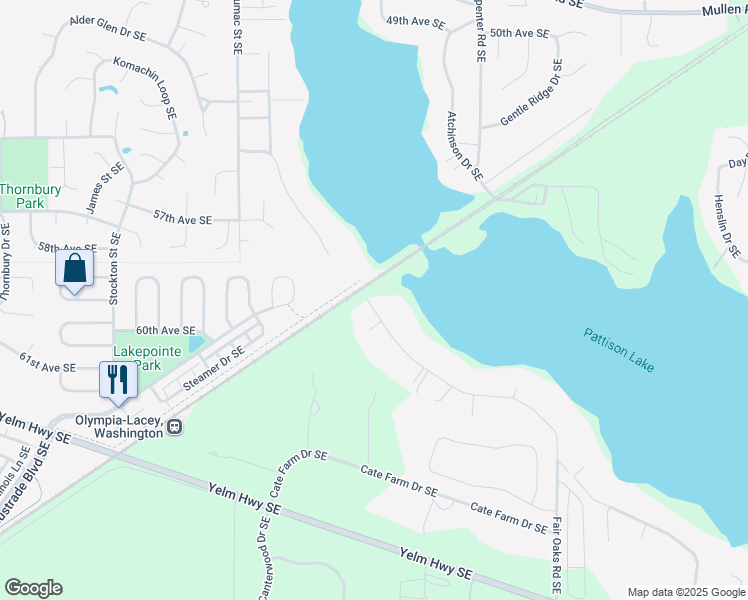 map of restaurants, bars, coffee shops, grocery stores, and more near 7310 Fair Oaks Road Southeast in Olympia