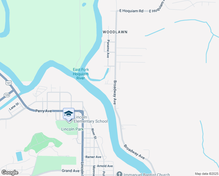 map of restaurants, bars, coffee shops, grocery stores, and more near 1649 Broadway Avenue in Hoquiam
