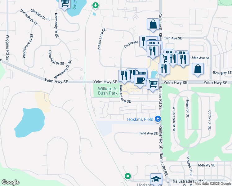 map of restaurants, bars, coffee shops, grocery stores, and more near 4400 Chardonnay Drive Southeast in Lacey