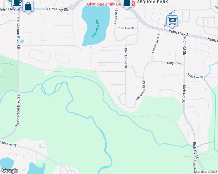 map of restaurants, bars, coffee shops, grocery stores, and more near 2443 60th Court Southeast in Olympia