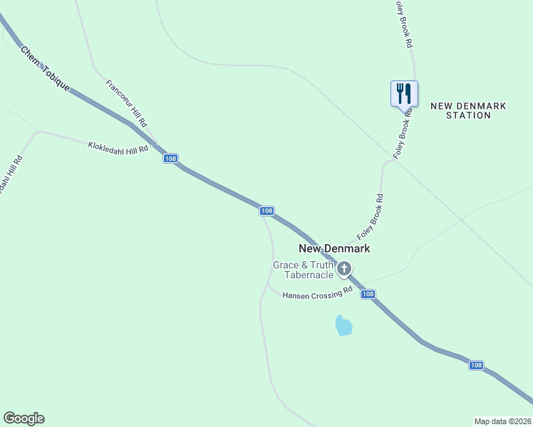 map of restaurants, bars, coffee shops, grocery stores, and more near 3 King Kristian Road in New Denmark