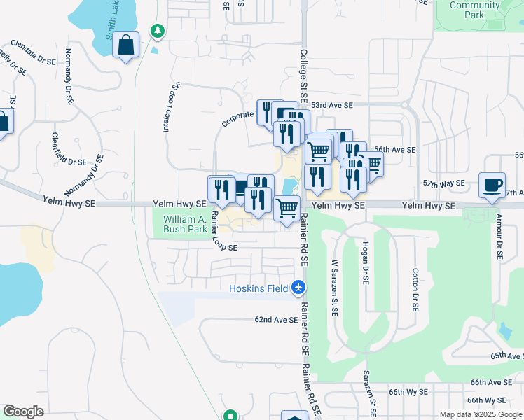 map of restaurants, bars, coffee shops, grocery stores, and more near in Lacey