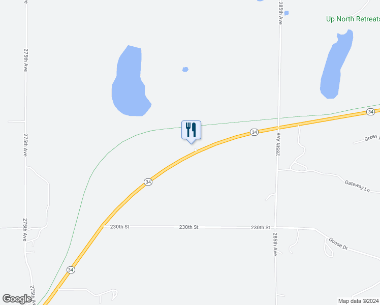 map of restaurants, bars, coffee shops, grocery stores, and more near 28234 Minnesota 34 in Akeley