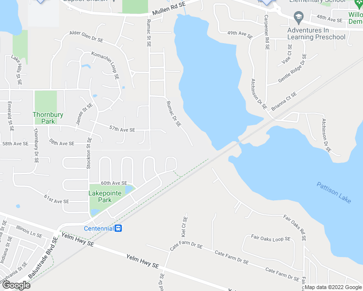 map of restaurants, bars, coffee shops, grocery stores, and more near 5645 Pattison Lake Drive Southeast in Lacey