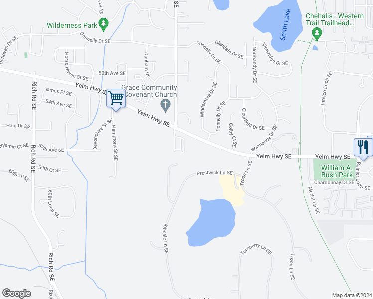 map of restaurants, bars, coffee shops, grocery stores, and more near 3604 57th Lane Southeast in Olympia