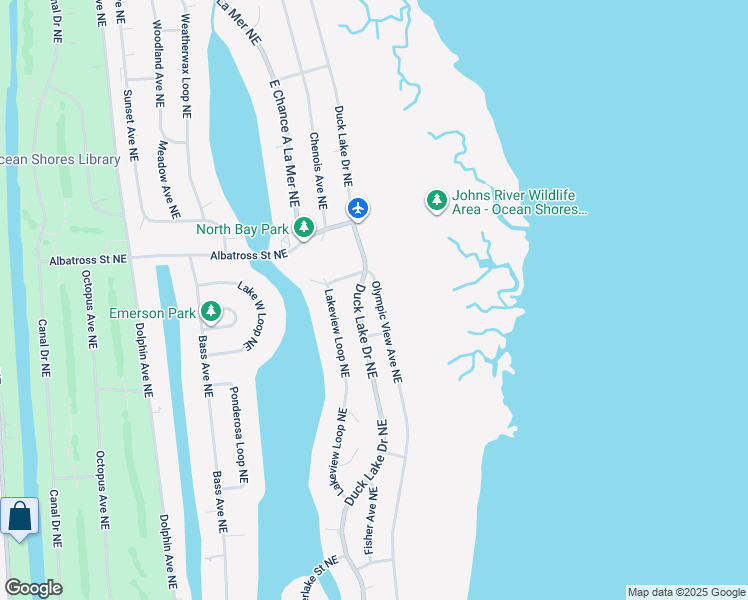 map of restaurants, bars, coffee shops, grocery stores, and more near 422 Duck Lake Drive Northeast in Ocean Shores