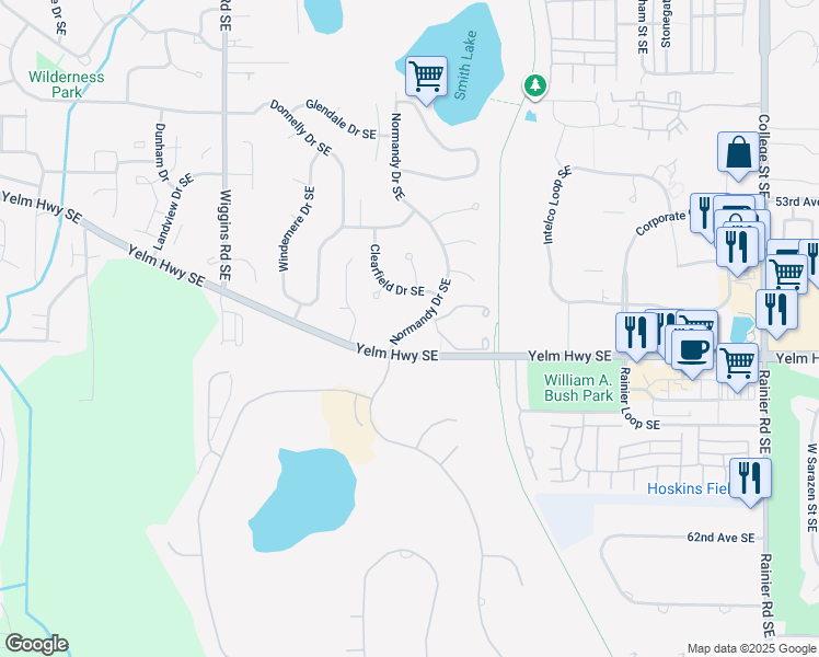map of restaurants, bars, coffee shops, grocery stores, and more near in Thurston County