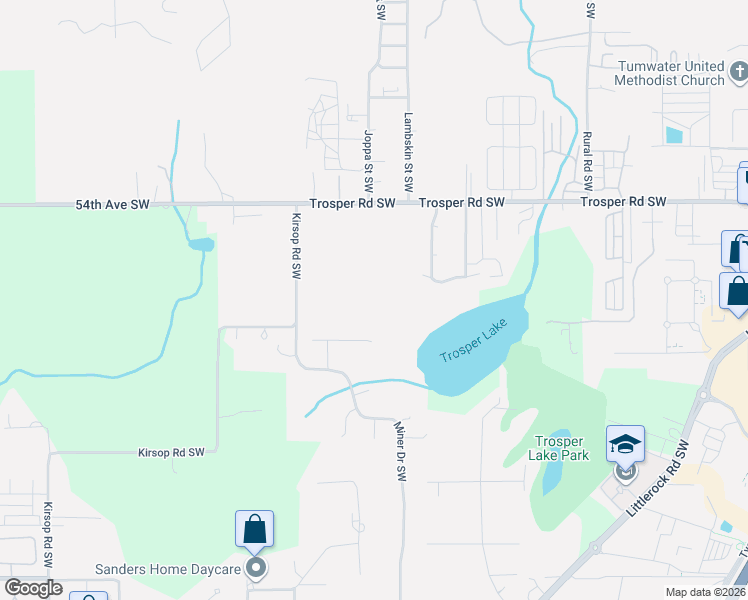 map of restaurants, bars, coffee shops, grocery stores, and more near 5916 Prospector Place Southwest in Tumwater