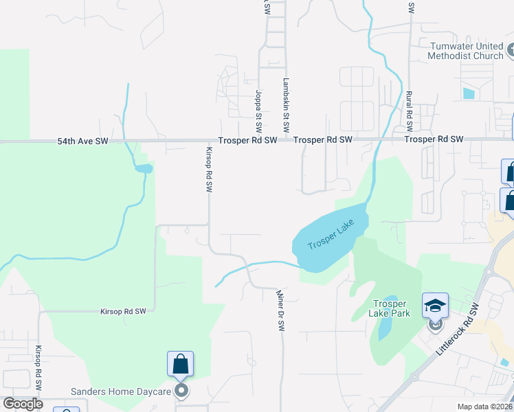 map of restaurants, bars, coffee shops, grocery stores, and more near 5908 Prospector Place Southwest in Tumwater