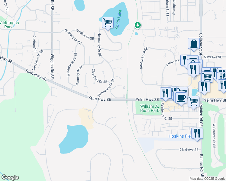 map of restaurants, bars, coffee shops, grocery stores, and more near 4020 57th Trail Southeast in Olympia