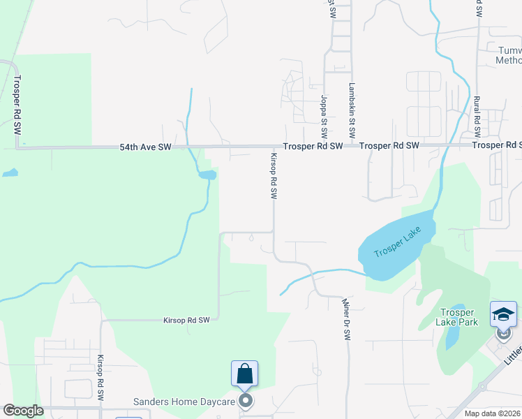 map of restaurants, bars, coffee shops, grocery stores, and more near 5741 Kirsop Road Southwest in Olympia