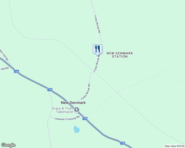map of restaurants, bars, coffee shops, grocery stores, and more near 56 Foley Brook Road in New Denmark
