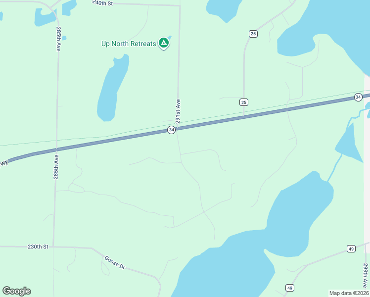 map of restaurants, bars, coffee shops, grocery stores, and more near 29012 Gopher Lane in Akeley