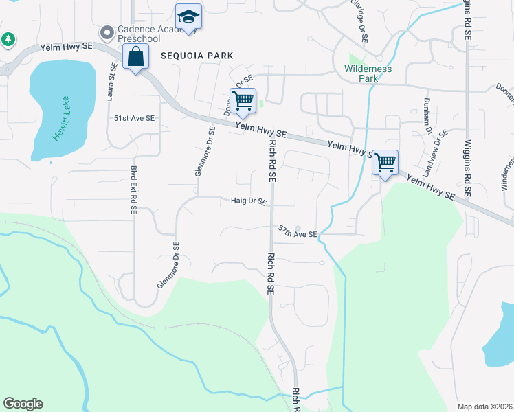 map of restaurants, bars, coffee shops, grocery stores, and more near 2915 Haig Drive Southeast in Olympia