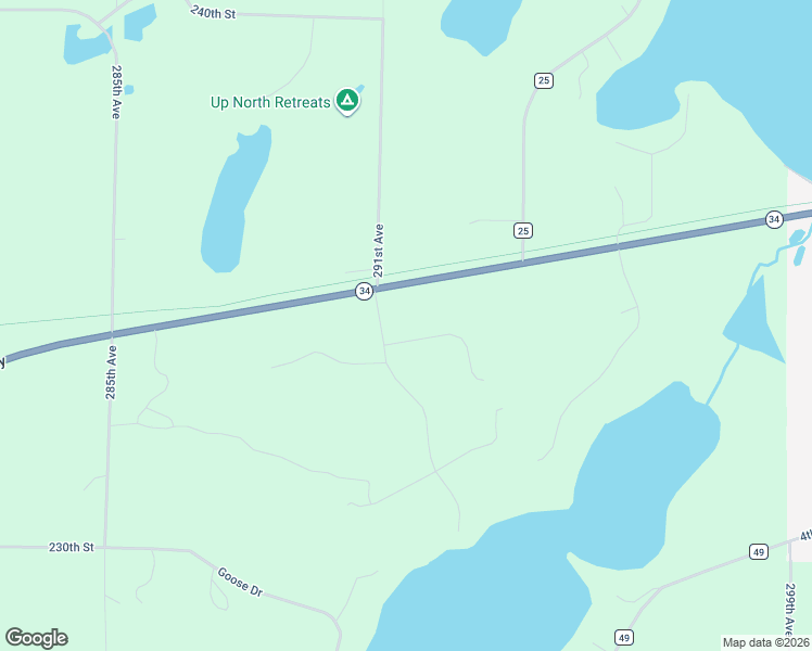 map of restaurants, bars, coffee shops, grocery stores, and more near 29012 Gopher Lane in Akeley