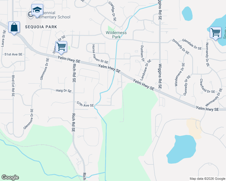 map of restaurants, bars, coffee shops, grocery stores, and more near 5623 Devonshire Street Southeast in Olympia
