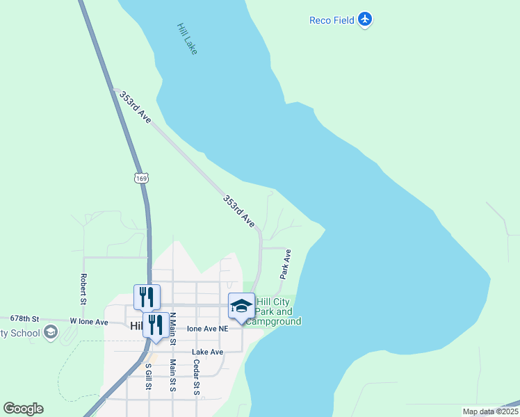 map of restaurants, bars, coffee shops, grocery stores, and more near 606 Summit Avenue Northeast in Hill City