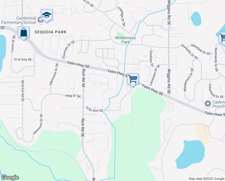 map of restaurants, bars, coffee shops, grocery stores, and more near Emma Court Southeast in Olympia