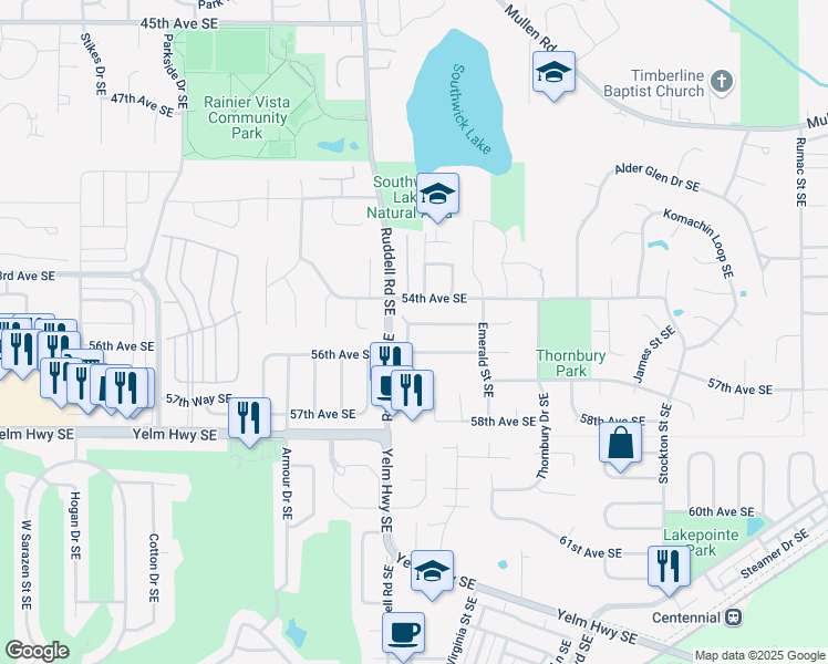 map of restaurants, bars, coffee shops, grocery stores, and more near 5820 54th Way Southeast in Lacey