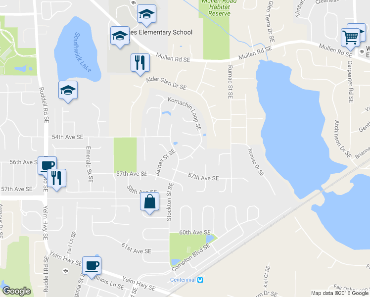 map of restaurants, bars, coffee shops, grocery stores, and more near 6440 Juliann Court Southeast in Lacey