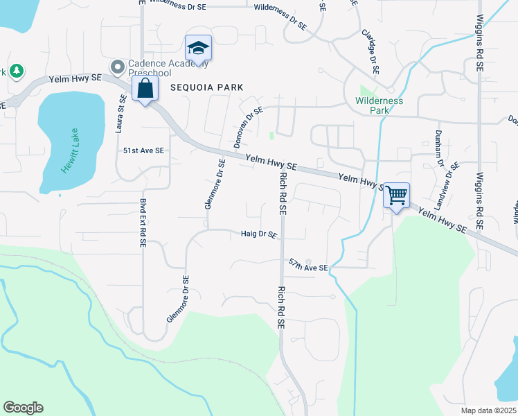 map of restaurants, bars, coffee shops, grocery stores, and more near 5433 Glenmore Villlage Drive Southest in Olympia