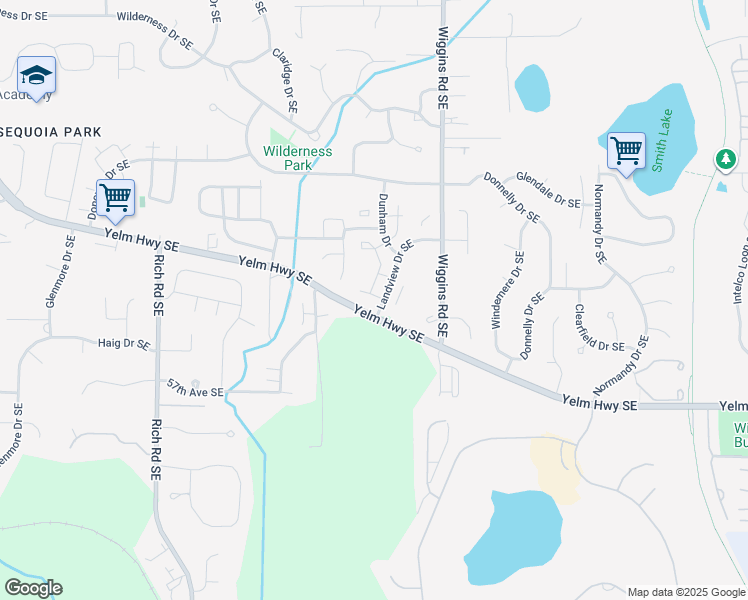 map of restaurants, bars, coffee shops, grocery stores, and more near 3425 Polo Club Lane Southeast in Olympia