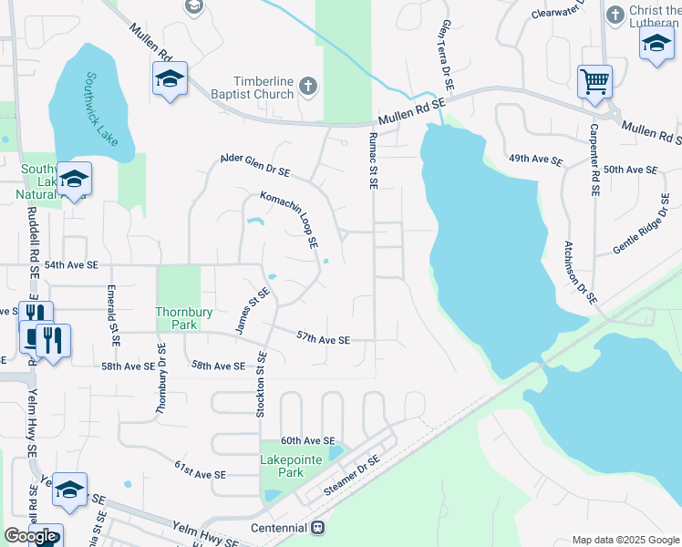 map of restaurants, bars, coffee shops, grocery stores, and more near 5319 Alderglen Court Southeast in Lacey