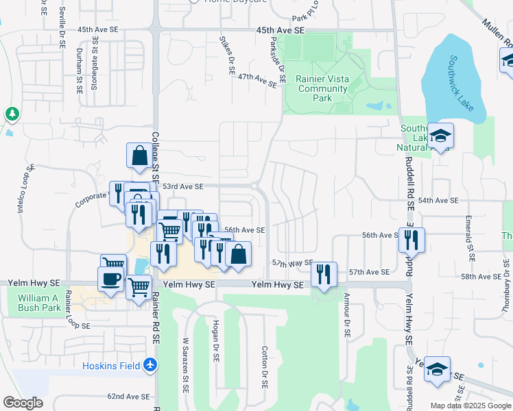 map of restaurants, bars, coffee shops, grocery stores, and more near 5408 Summerwalk Street Southeast in Lacey