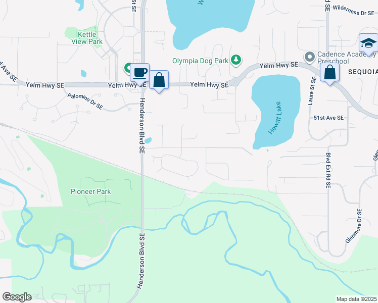 map of restaurants, bars, coffee shops, grocery stores, and more near 1859 53rd Loop Southeast in Tumwater