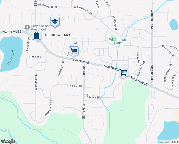 map of restaurants, bars, coffee shops, grocery stores, and more near 5122 James Place Southeast in Olympia