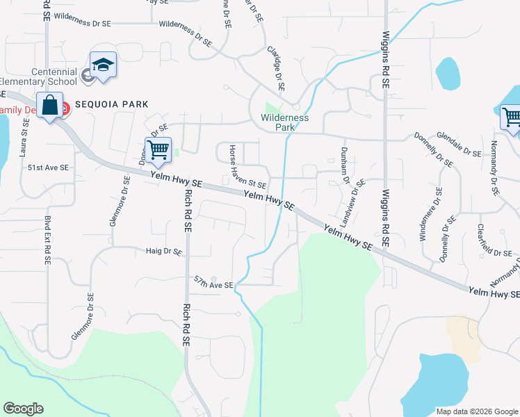 map of restaurants, bars, coffee shops, grocery stores, and more near 3217 Yelm Highway Southeast in Olympia