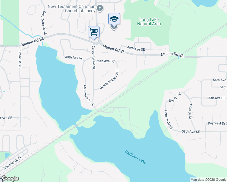 map of restaurants, bars, coffee shops, grocery stores, and more near 7614 Brianna Court Southeast in Olympia