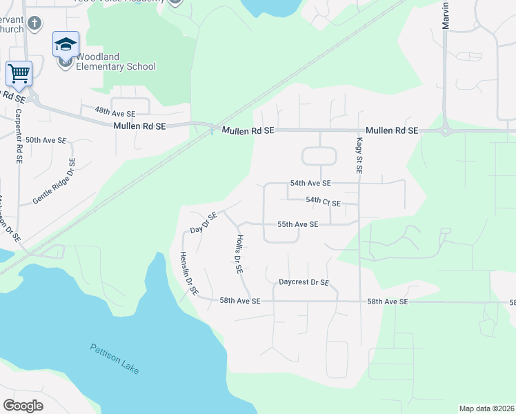 map of restaurants, bars, coffee shops, grocery stores, and more near 5616 55th Loop Southeast in Olympia