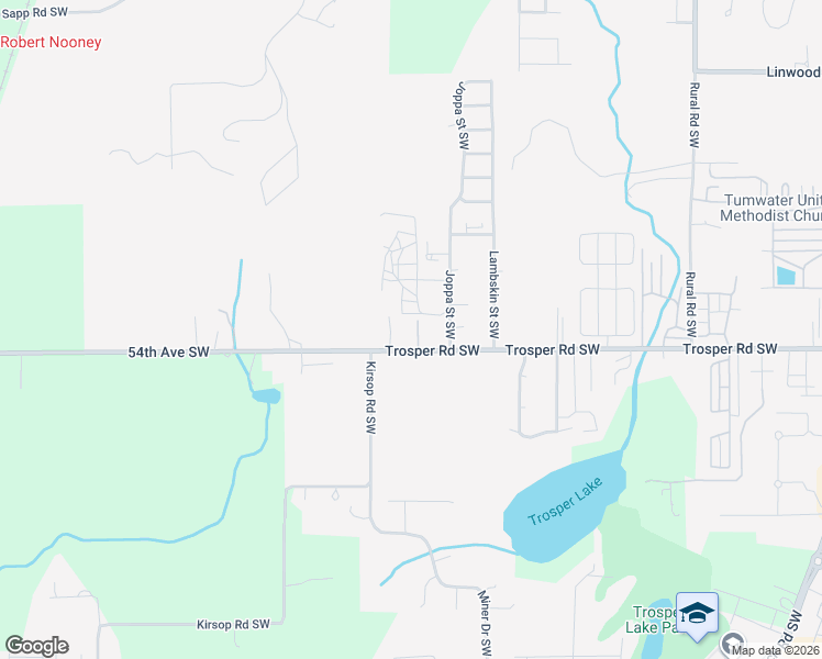map of restaurants, bars, coffee shops, grocery stores, and more near 2614 54th Avenue Southwest in Tumwater