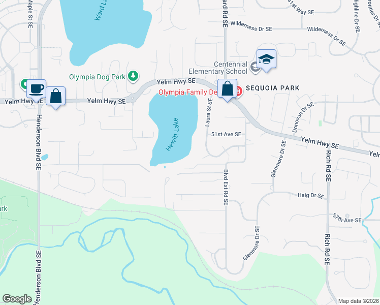 map of restaurants, bars, coffee shops, grocery stores, and more near 5221 Boulevard Extension Road Southeast in Olympia